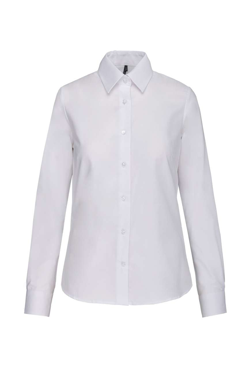 LADIES' LONG-SLEEVED OXFORD SHIRT - White - Main