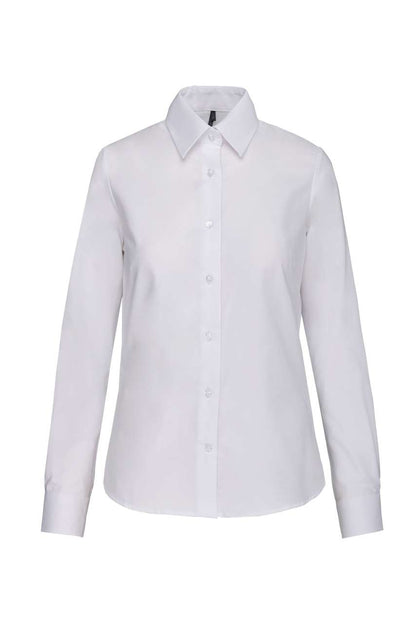 LADIES' LONG-SLEEVED OXFORD SHIRT - White - Main