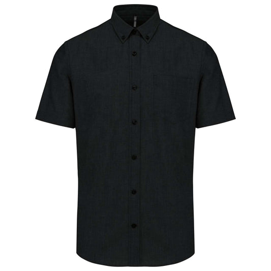 MEN'S SHORT-SLEEVED OXFORD SHIRT - Black - Main