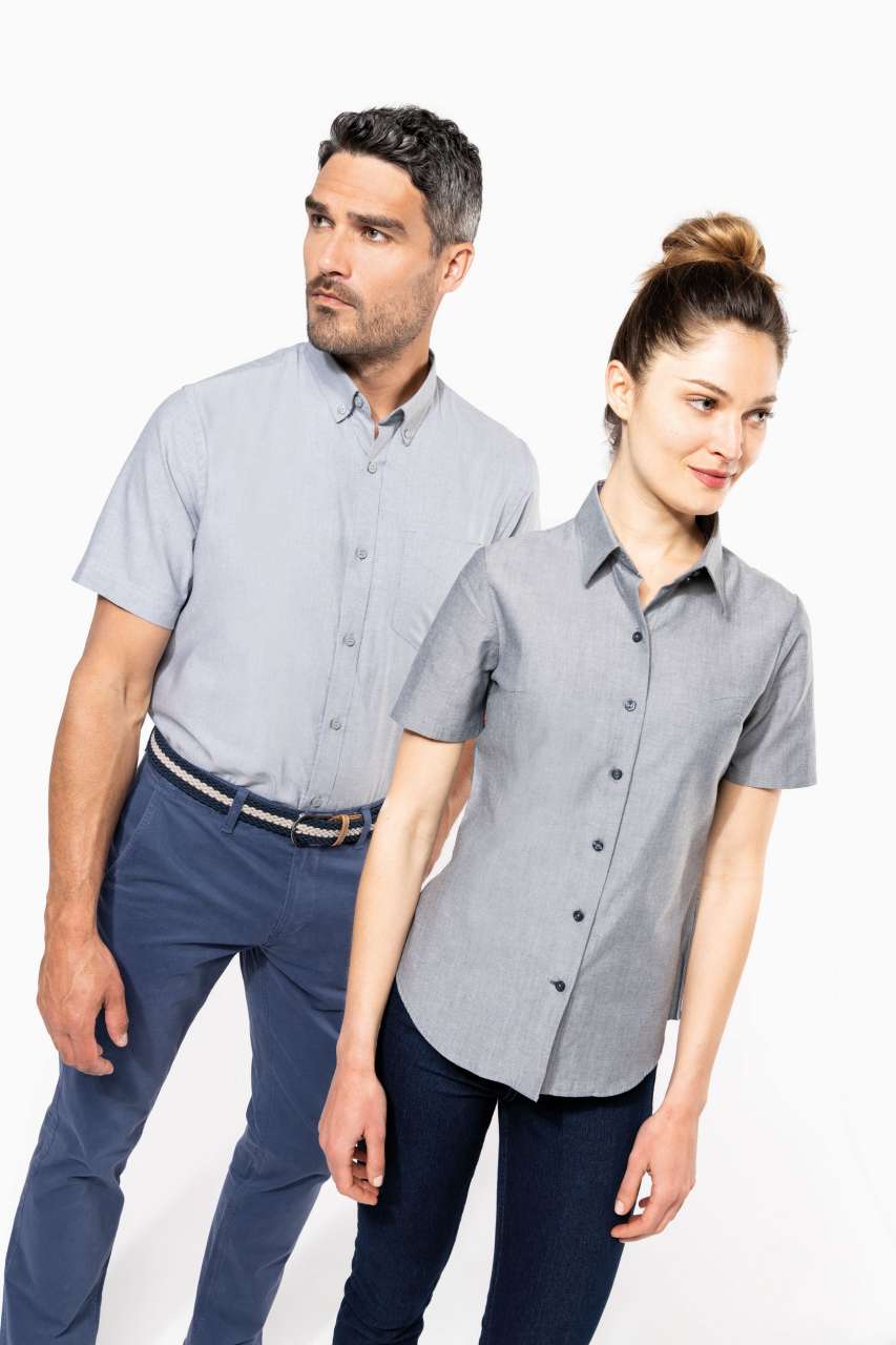 LADIES' SHORT-SLEEVED OXFORD SHIRT - Black - Additional