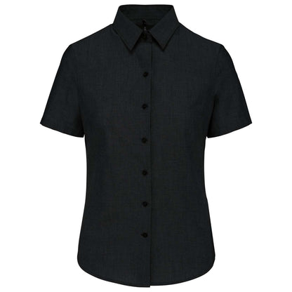 LADIES' SHORT-SLEEVED OXFORD SHIRT - Black - Main