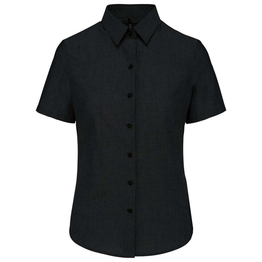 LADIES' SHORT-SLEEVED OXFORD SHIRT - Black - Main