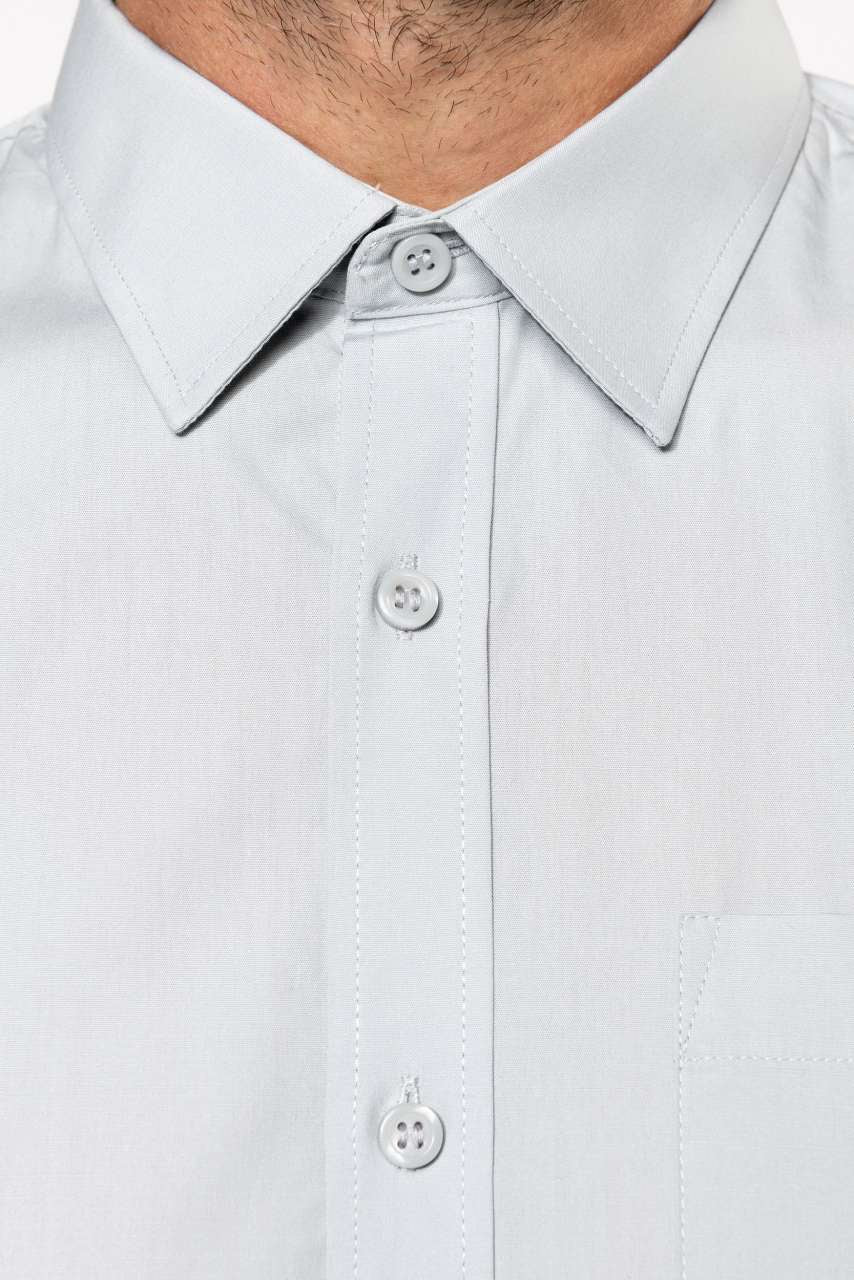 MEN'S LONG-SLEEVED COTTON POPLIN SHIRT - Black - Additional