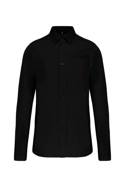 MEN'S LONG-SLEEVED COTTON POPLIN SHIRT - Black - Main