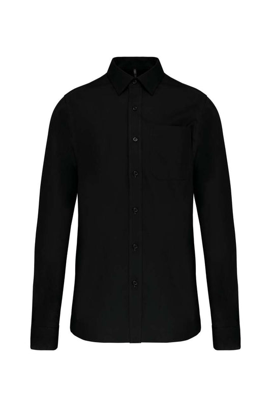 MEN'S LONG-SLEEVED COTTON POPLIN SHIRT - Black - Main