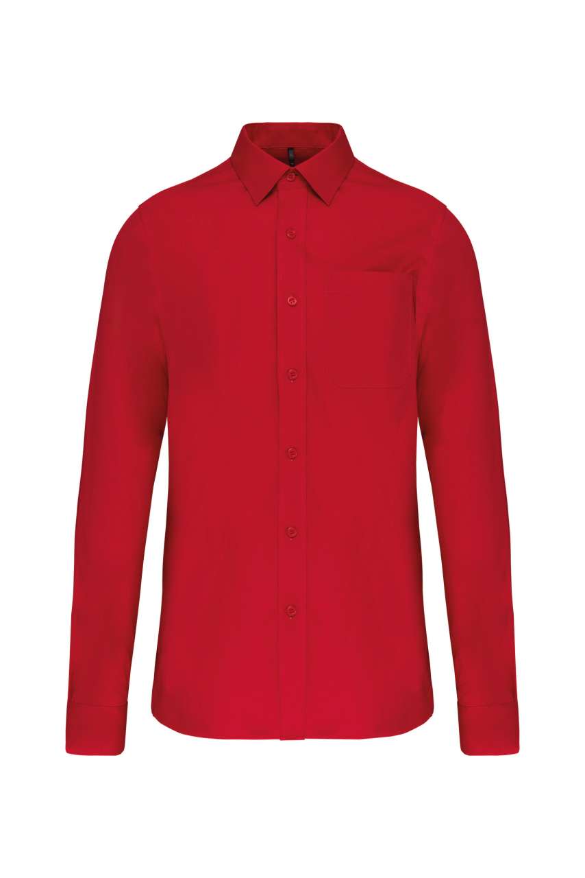 MEN'S LONG-SLEEVED COTTON POPLIN SHIRT - Classic Red - Main