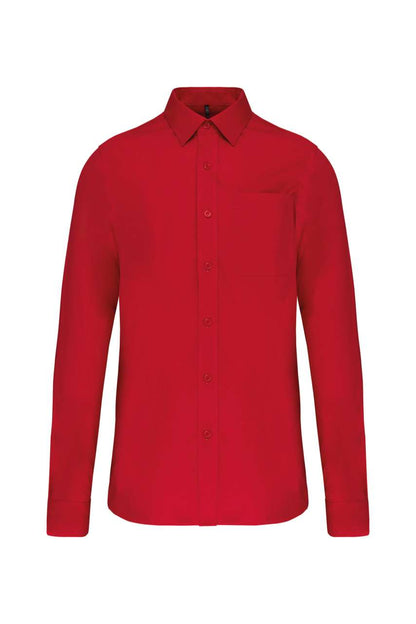 MEN'S LONG-SLEEVED COTTON POPLIN SHIRT - Classic Red - Main