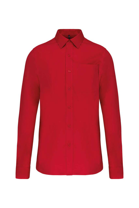MEN'S LONG-SLEEVED COTTON POPLIN SHIRT - Classic Red - Main