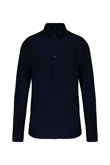 MEN'S LONG-SLEEVED COTTON POPLIN SHIRT - Navy - Main