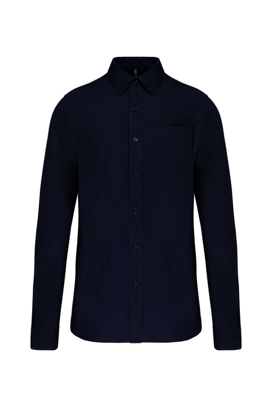 MEN'S LONG-SLEEVED COTTON POPLIN SHIRT - Navy - Main