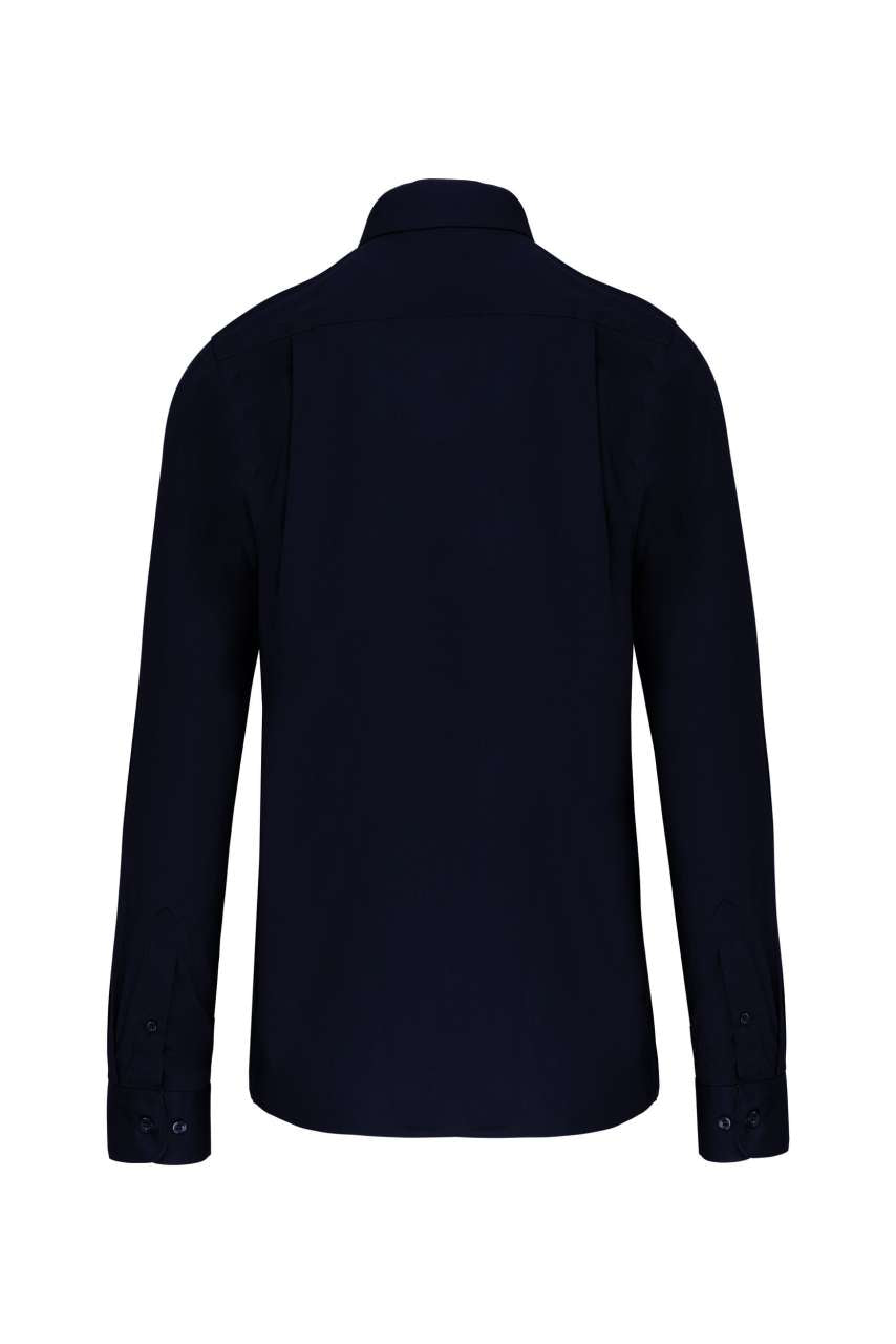 MEN'S LONG-SLEEVED COTTON POPLIN SHIRT - Navy - Additional