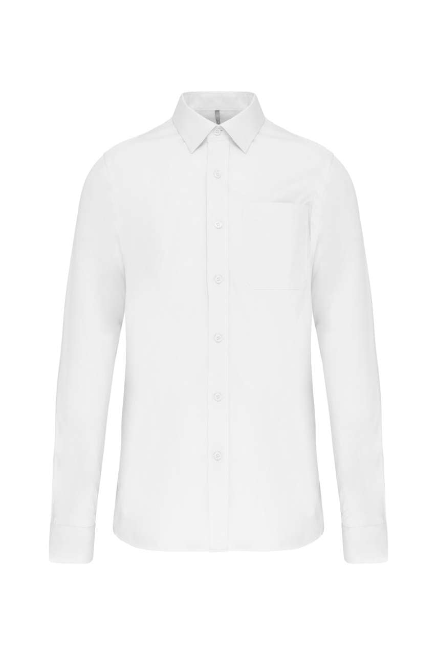 MEN'S LONG-SLEEVED COTTON POPLIN SHIRT - White - Main