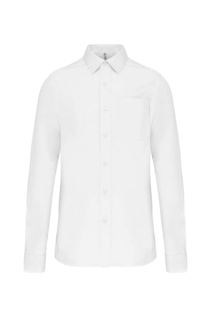 MEN'S LONG-SLEEVED COTTON POPLIN SHIRT - White - Main