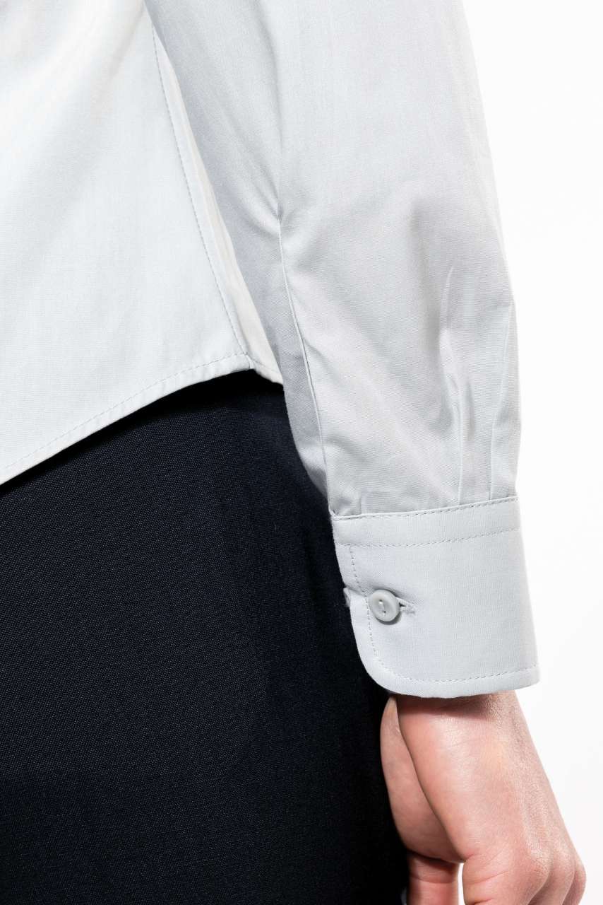 LADIES' LONG-SLEEVED COTTON POPLIN SHIRT - Black - Additional