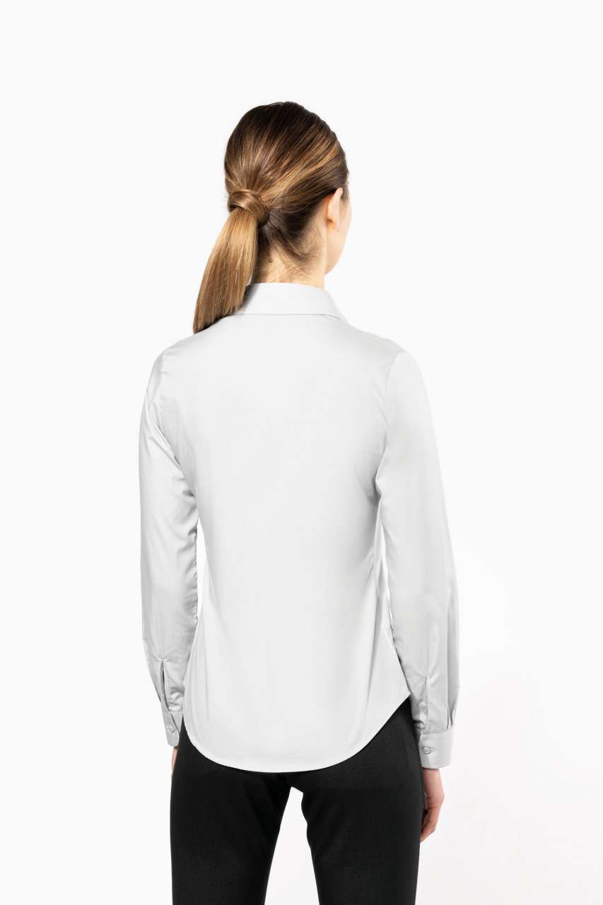 LADIES' LONG-SLEEVED COTTON POPLIN SHIRT - Black - Additional