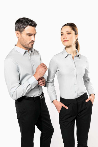 LADIES' LONG-SLEEVED COTTON POPLIN SHIRT - Black - Additional