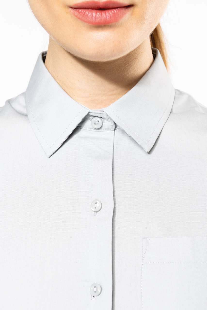 LADIES' LONG-SLEEVED COTTON POPLIN SHIRT - Black - Additional