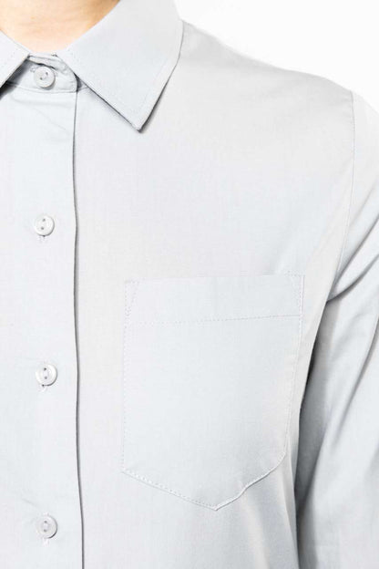 LADIES' LONG-SLEEVED COTTON POPLIN SHIRT - White - Additional