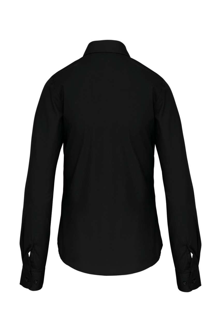 LADIES' LONG-SLEEVED COTTON POPLIN SHIRT - Black - Additional