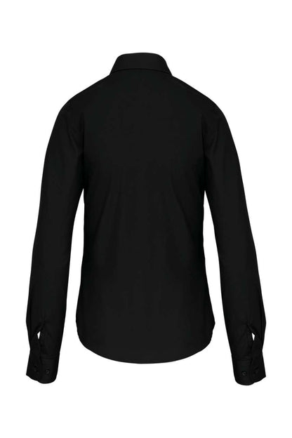 LADIES' LONG-SLEEVED COTTON POPLIN SHIRT - Black - Additional