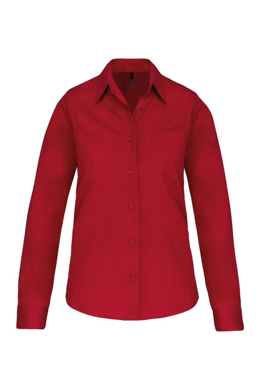 LADIES' LONG-SLEEVED COTTON POPLIN SHIRT - Classic Red - Main
