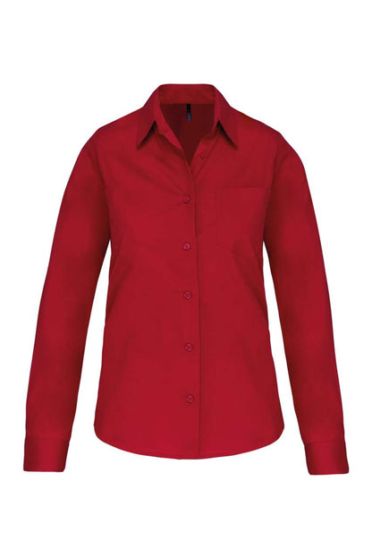 LADIES' LONG-SLEEVED COTTON POPLIN SHIRT - Classic Red - Main