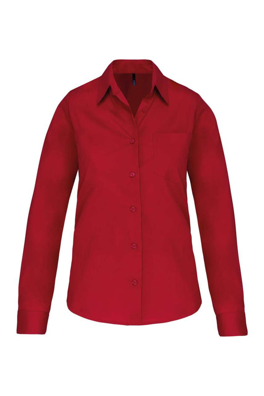 LADIES' LONG-SLEEVED COTTON POPLIN SHIRT - Classic Red - Main