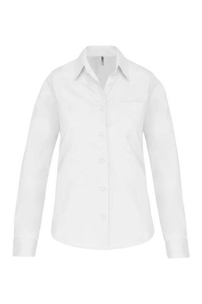 LADIES' LONG-SLEEVED COTTON POPLIN SHIRT - White - Main