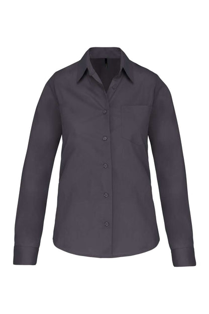 LADIES' LONG-SLEEVED COTTON POPLIN SHIRT - Zinc - Main