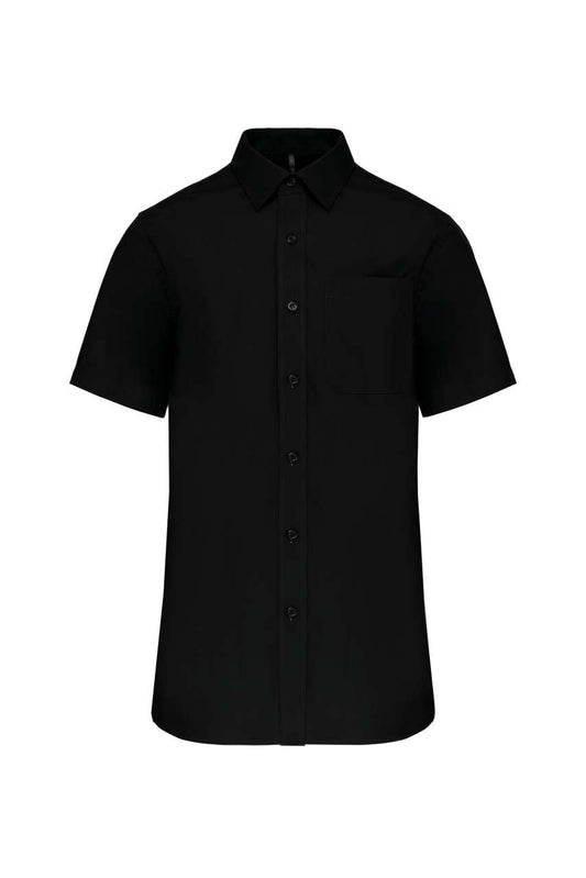 MEN'S SHORT-SLEEVED COTTON POPLIN SHIRT - Black - Main