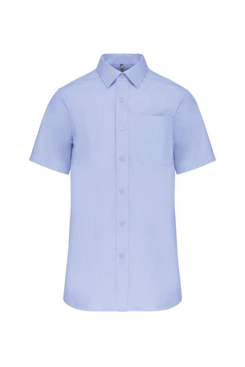 MEN'S SHORT-SLEEVED COTTON POPLIN SHIRT - Bright Sky - Main