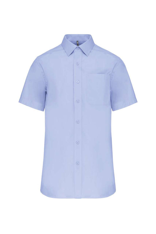 MEN'S SHORT-SLEEVED COTTON POPLIN SHIRT - Bright Sky - Main