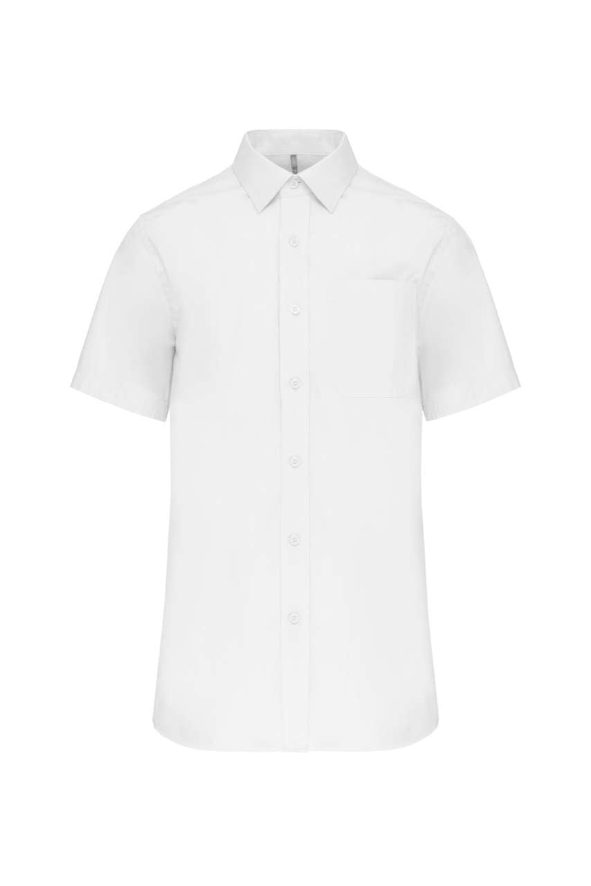 MEN'S SHORT-SLEEVED COTTON POPLIN SHIRT - White - Main