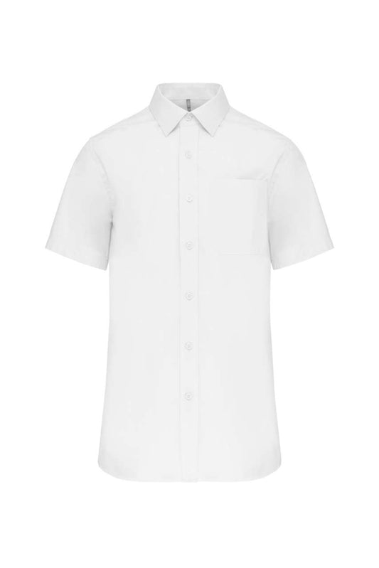 MEN'S SHORT-SLEEVED COTTON POPLIN SHIRT - White - Main