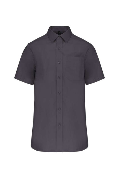 MEN'S SHORT-SLEEVED COTTON POPLIN SHIRT - Zinc - Main