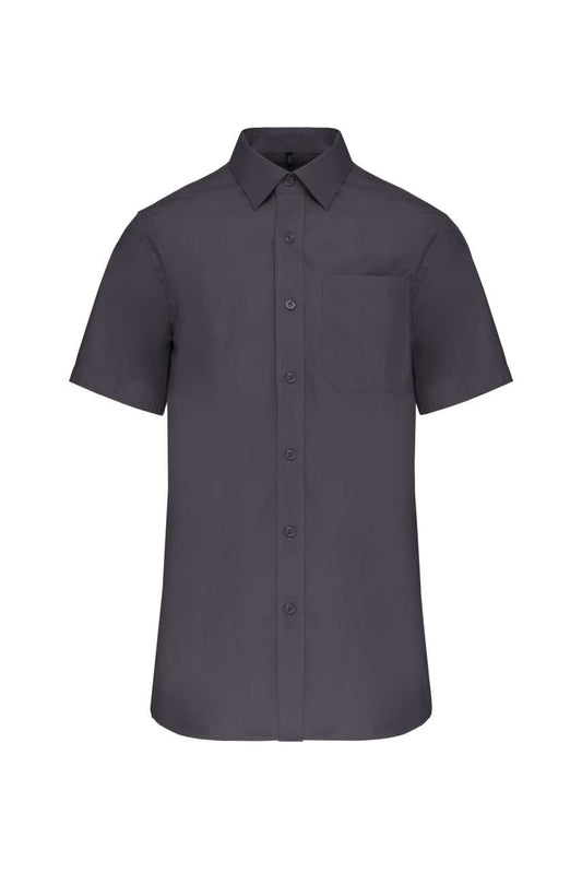 MEN'S SHORT-SLEEVED COTTON POPLIN SHIRT - Zinc - Main
