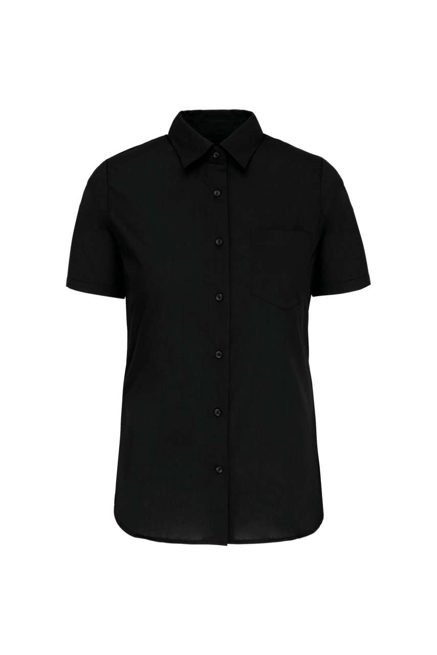 LADIES' SHORT-SLEEVED COTTON POPLIN SHIRT - Black - Main