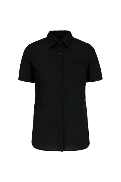 LADIES' SHORT-SLEEVED COTTON POPLIN SHIRT - Black - Main