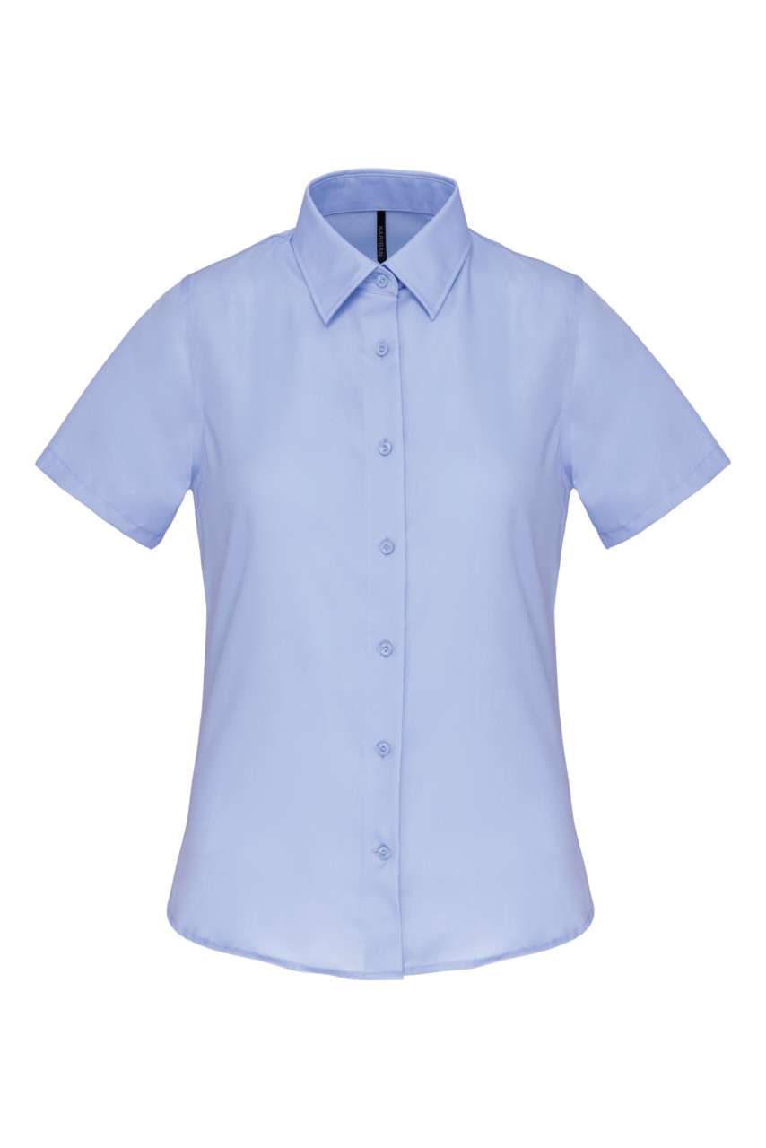 LADIES' SHORT-SLEEVED COTTON POPLIN SHIRT - Bright Sky - Main