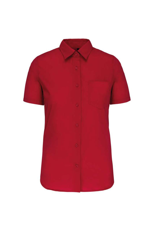 LADIES' SHORT-SLEEVED COTTON POPLIN SHIRT - Classic Red - Main