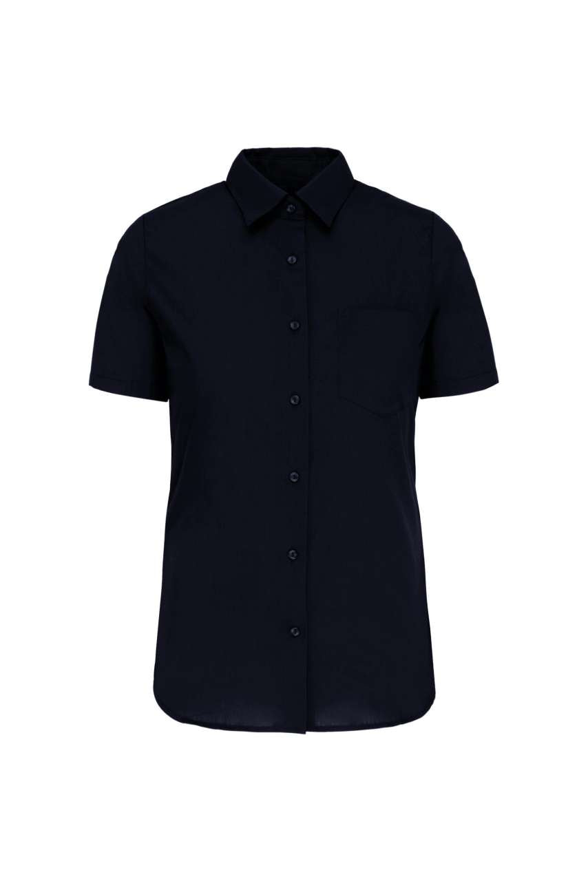 LADIES' SHORT-SLEEVED COTTON POPLIN SHIRT - Navy - Main