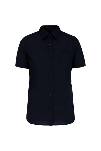 LADIES' SHORT-SLEEVED COTTON POPLIN SHIRT - Navy - Main