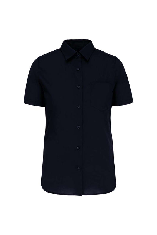 LADIES' SHORT-SLEEVED COTTON POPLIN SHIRT - Navy - Main