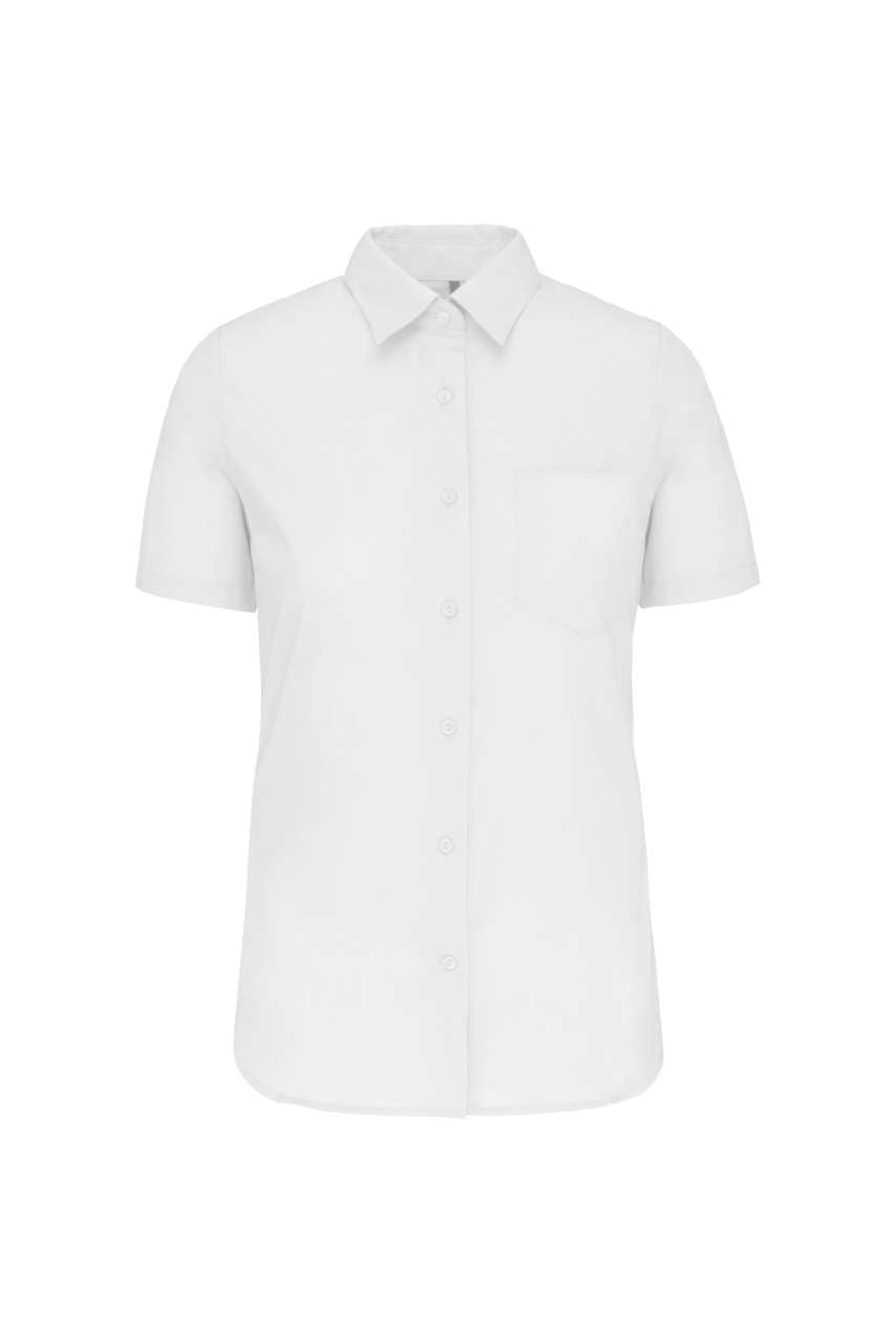 LADIES' SHORT-SLEEVED COTTON POPLIN SHIRT - White - Main
