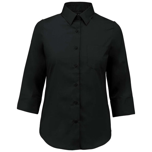 LADIES' 3/4 SLEEVED SHIRT - Black - Main