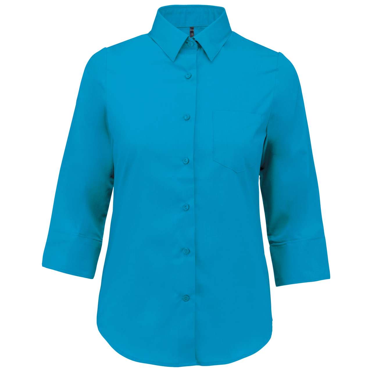 LADIES' 3/4 SLEEVED SHIRT - Bright Turquoise - Main