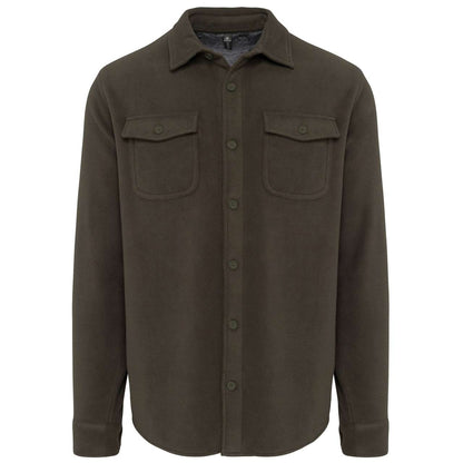 SHERPA-LINED FLEECE OVERSHIRT - Dark Khaki/Storm Grey - colorimageurl