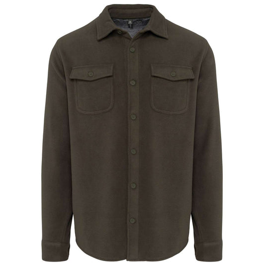 SHERPA-LINED FLEECE OVERSHIRT - Dark Khaki/Storm Grey - colorimageurl