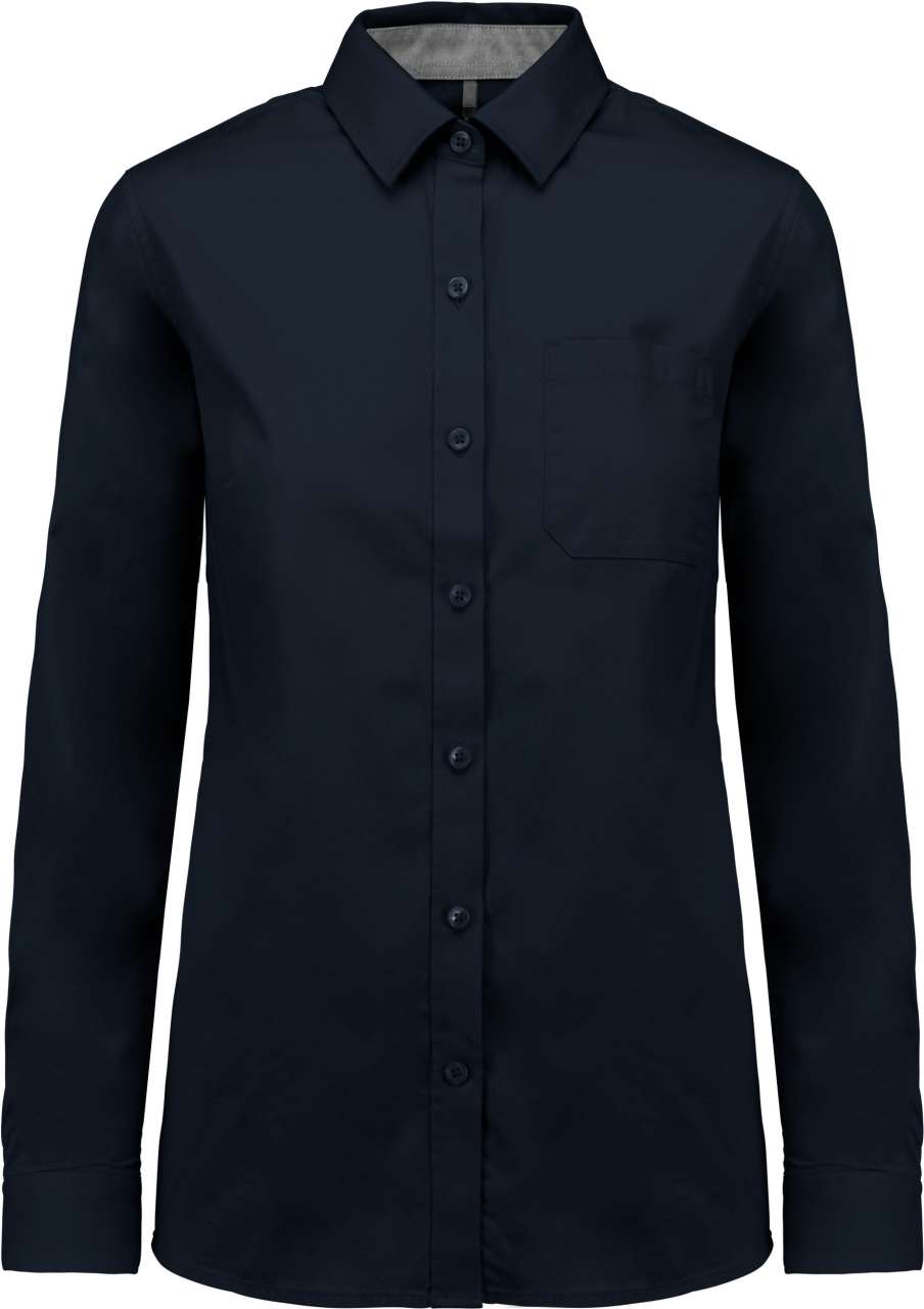 LADIES’ NEVADA LONG SLEEVE COTTON SHIRT - Navy - colorimageurl