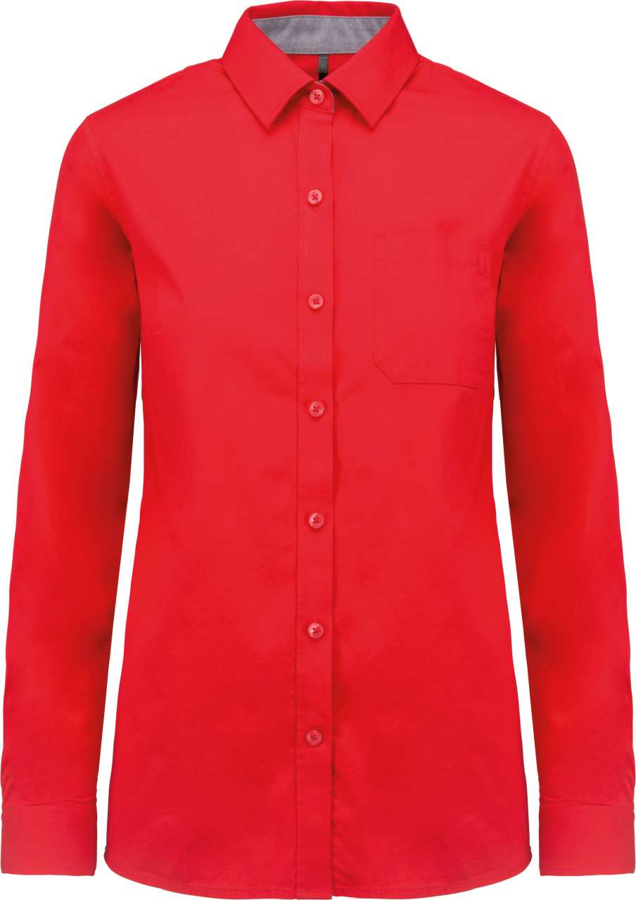 LADIES’ NEVADA LONG SLEEVE COTTON SHIRT - Red - colorimageurl